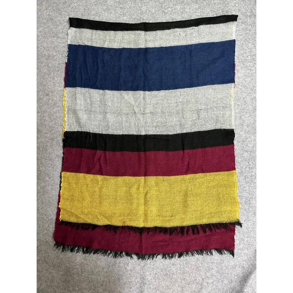 Merona Striped Blanket Scarf One Size Multicolor Acrylic Oversized Fringe